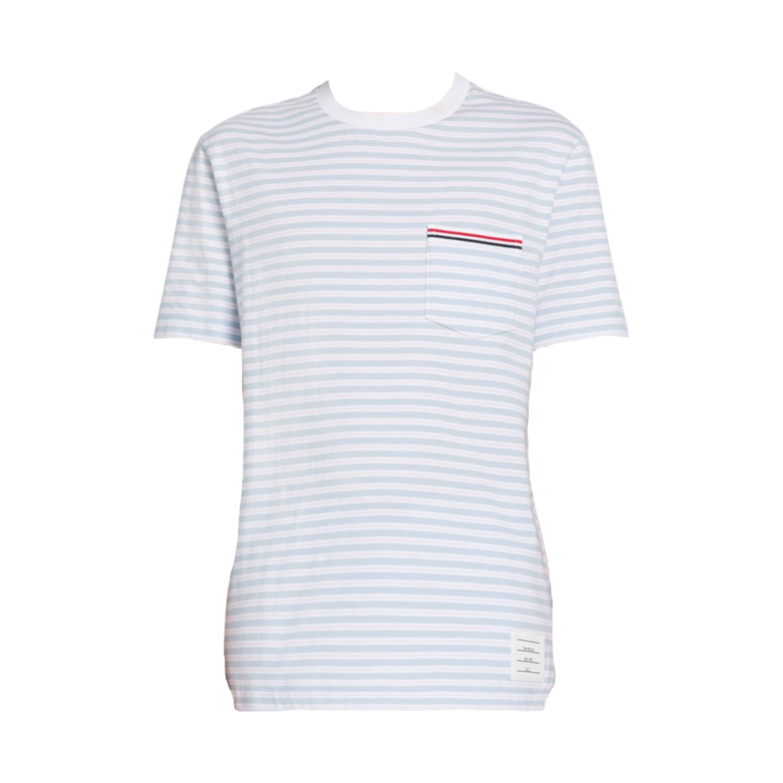 톰브라운 스트라이프 저지 숏슬리브 포켓 티셔츠 라이트 블루 화이트(Thom Browne Stripe Jersey Short Sleeve Pocket T-Shirt Light Blue White) - 1