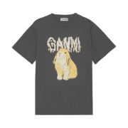(W) Ganni Relaxed Bunny T-Shirt Volcanic Ash