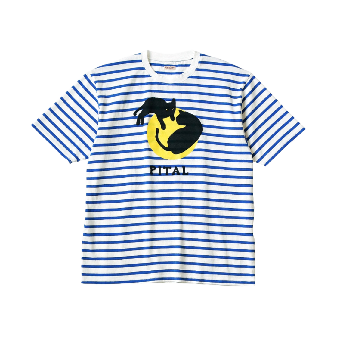 EK-1412 Kapital Striped Tenjiku Crew Border T-Shirt White Blue