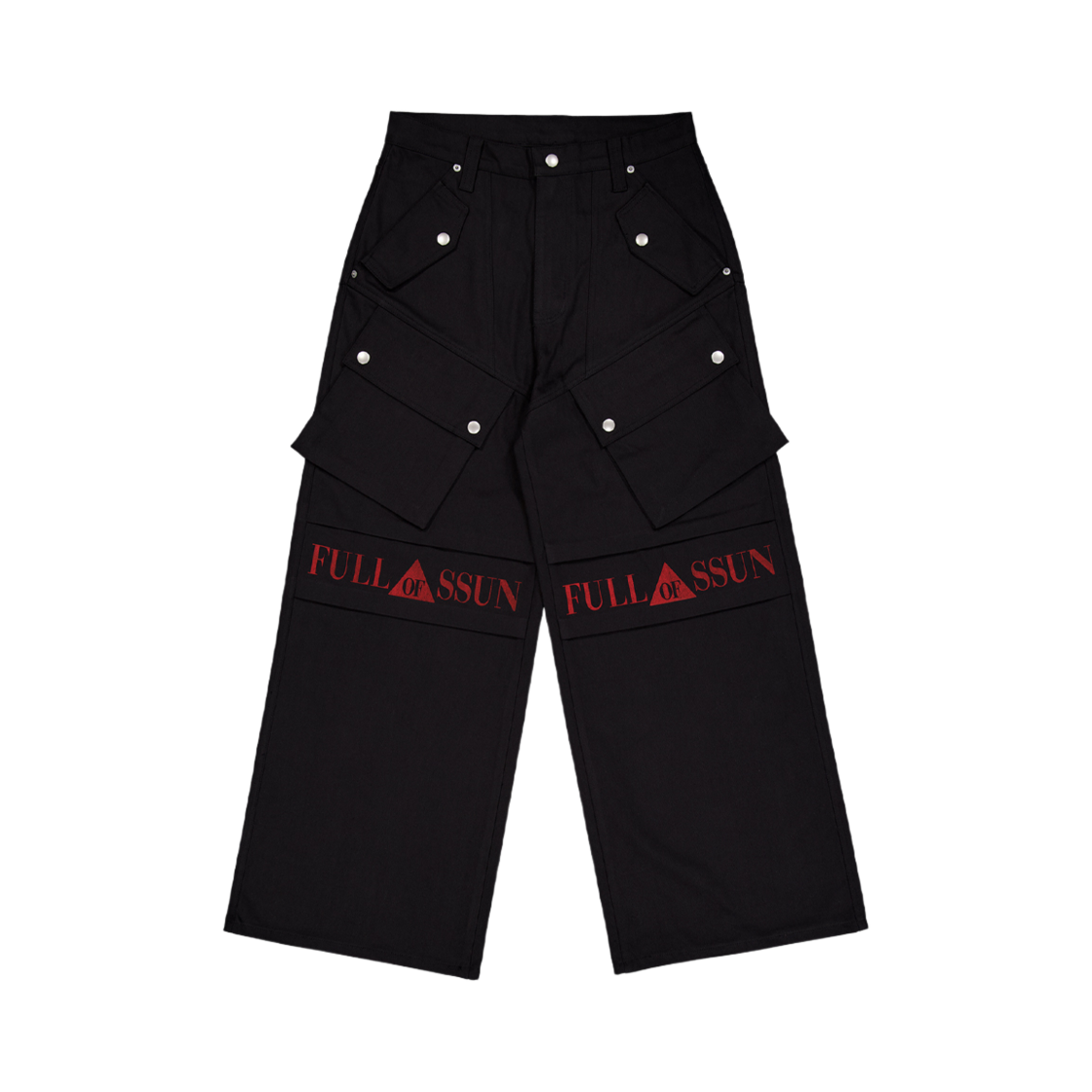 24FW-07 Full of Ssun Ghost In The Shell Logo Denim Cargo Pants Black - 대표 이미지 #1
