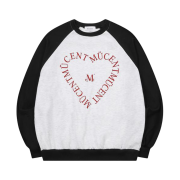 MUCENT Heart Lettering Raglan Mtm Black Oatmeal