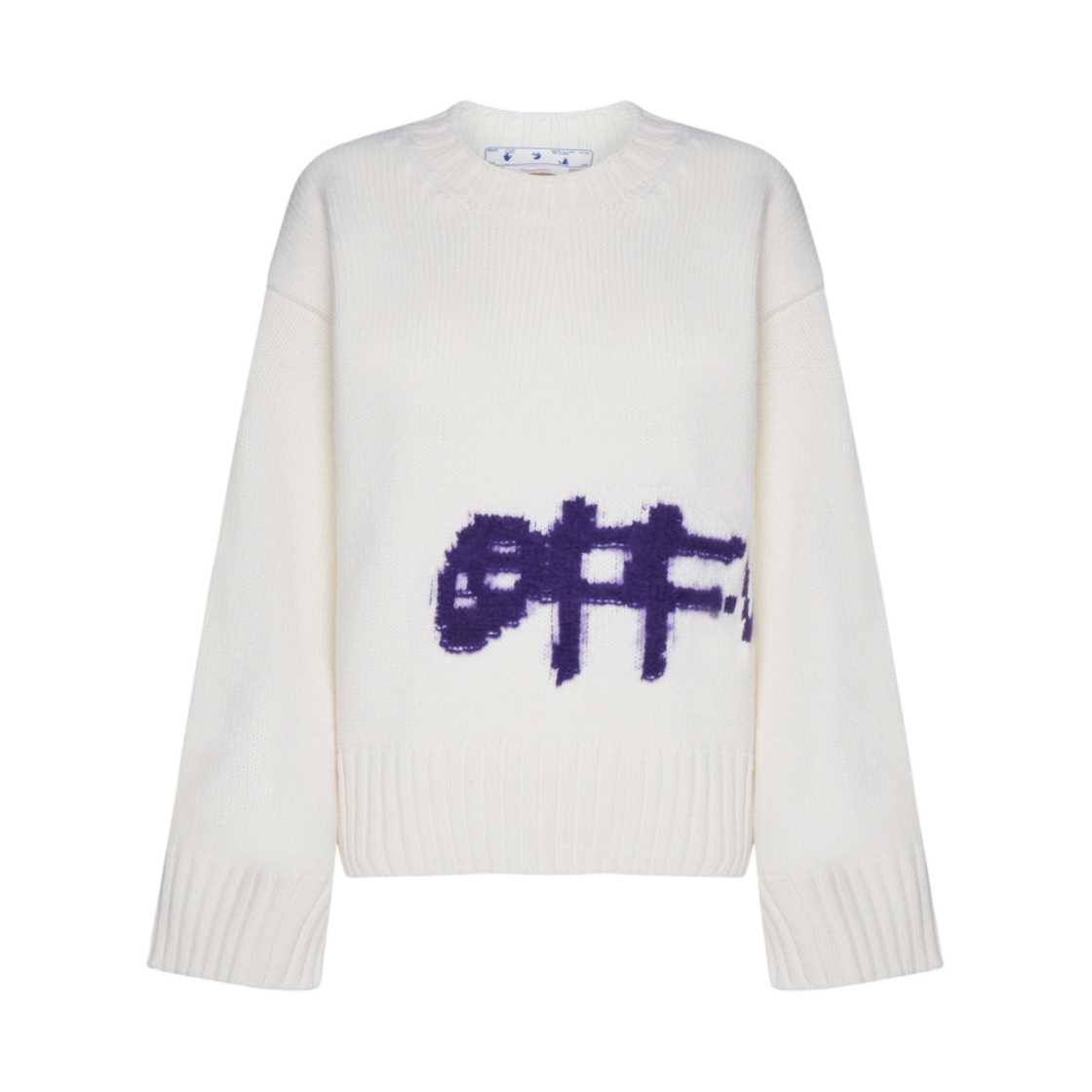 OWHE086F22KNI0010137 (W) Off-White Logo Intarsia Crewneck Beige