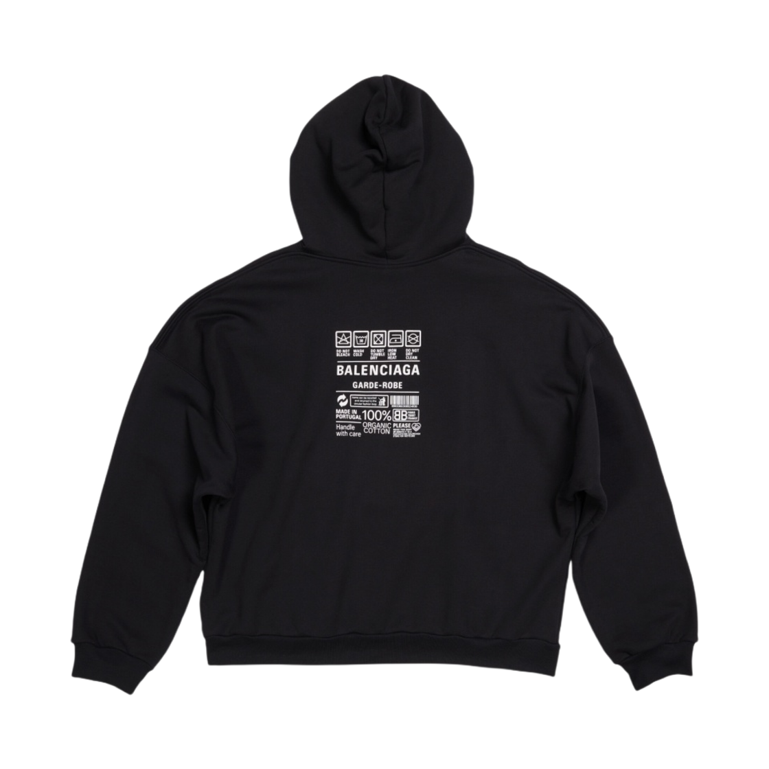 725558TNVL61070 (W) Balenciaga Care Label Medium Fit Hoodie Black