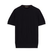 Loro Piana Cotton Silk Walkery Crewneck Navy Blue