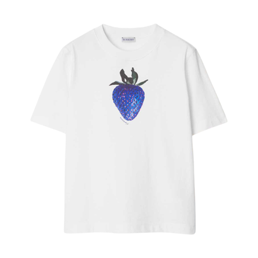 (W) Burberry Strawberry Cotton T-Shirt White