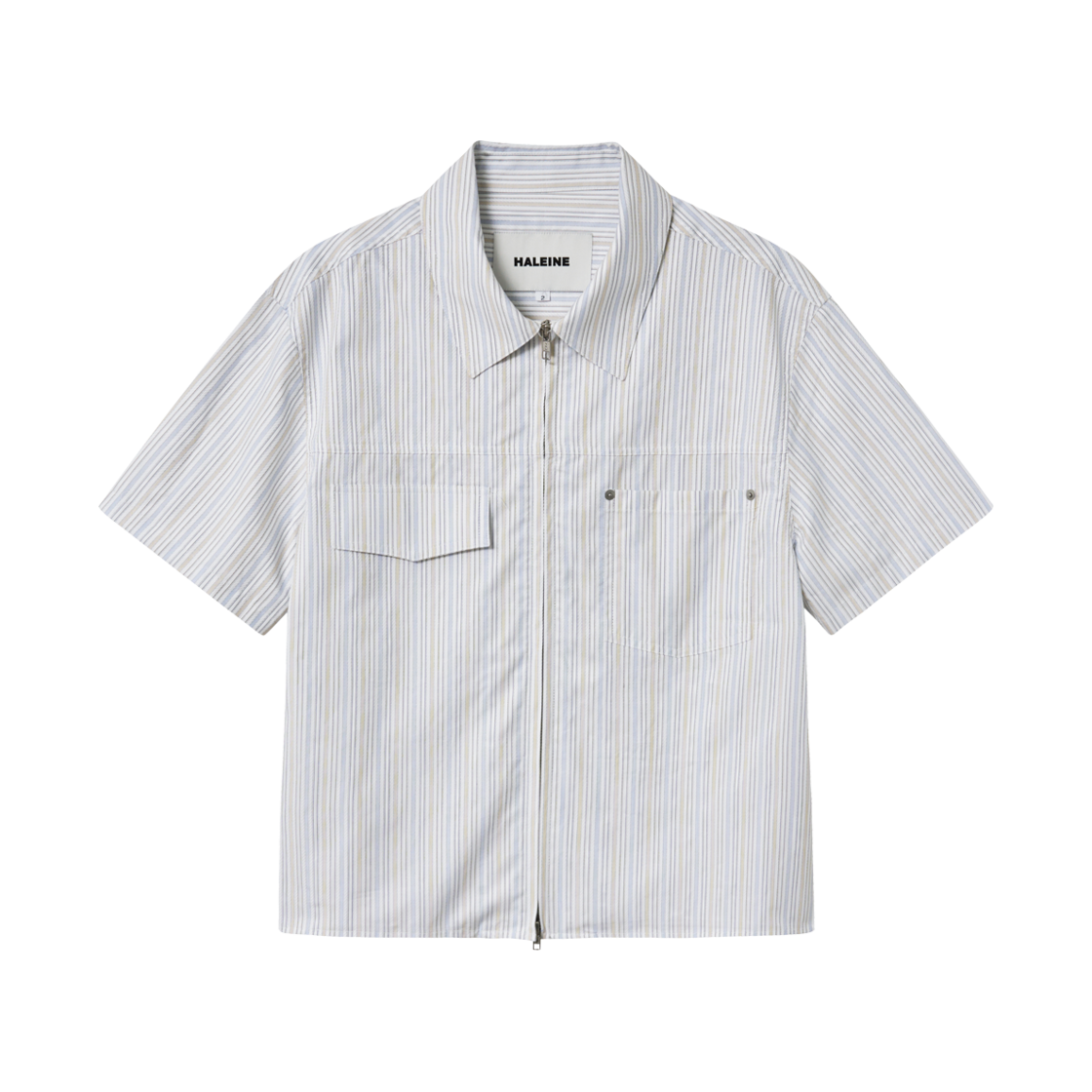 WT229 Haleine Cropped Stripe Zip Shirt White