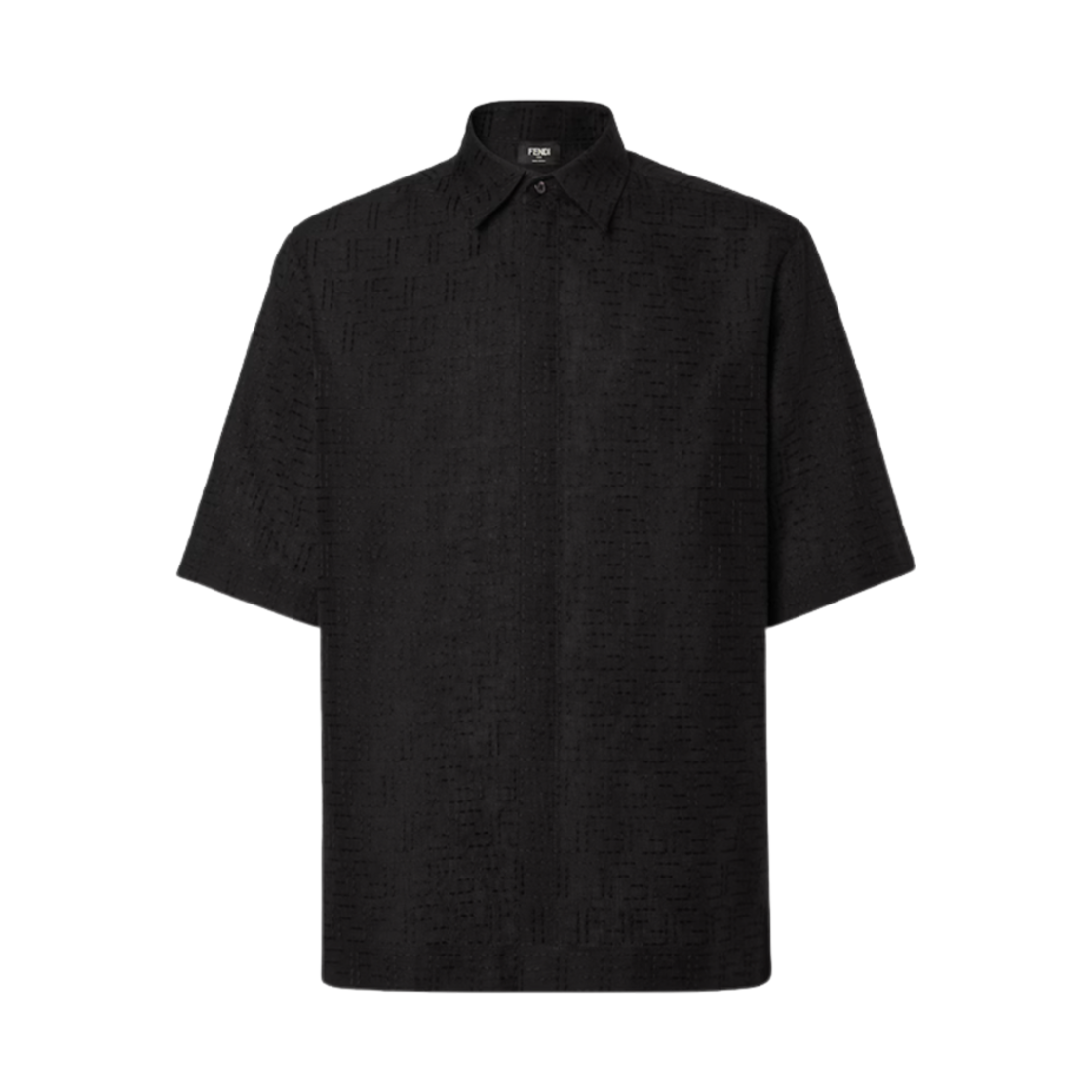 펜디 리넨 FF 자카드 폴로 셔츠 블랙(Fendi Linen FF Jacquard Polo Shirt Black) - 1