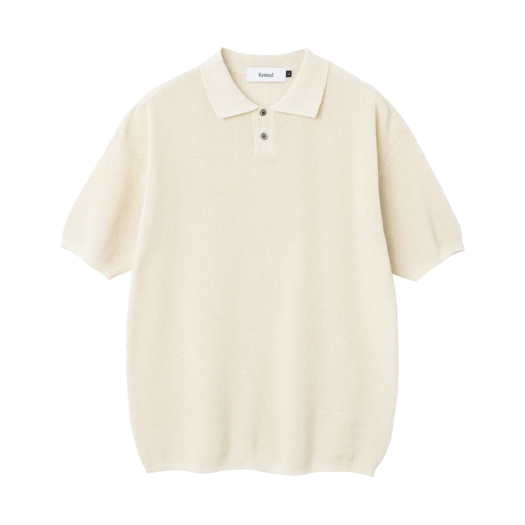 K24SSUK06IV Knitted Coolever PK Half Sleeve Knit T-shirt Ivory