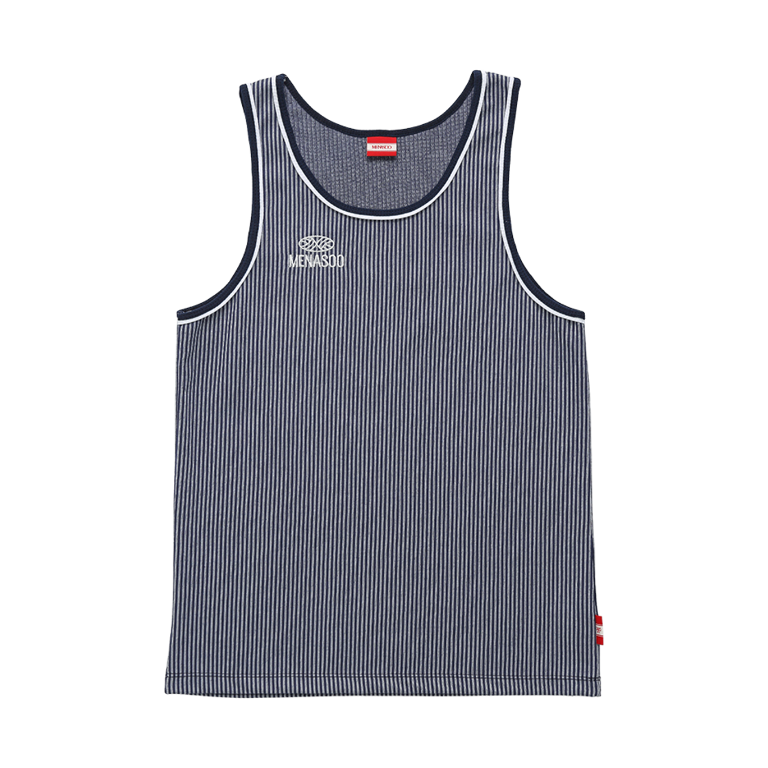 NST-STR-DB-NV Menasoo Stripe Double Binding Sleeveless Navy