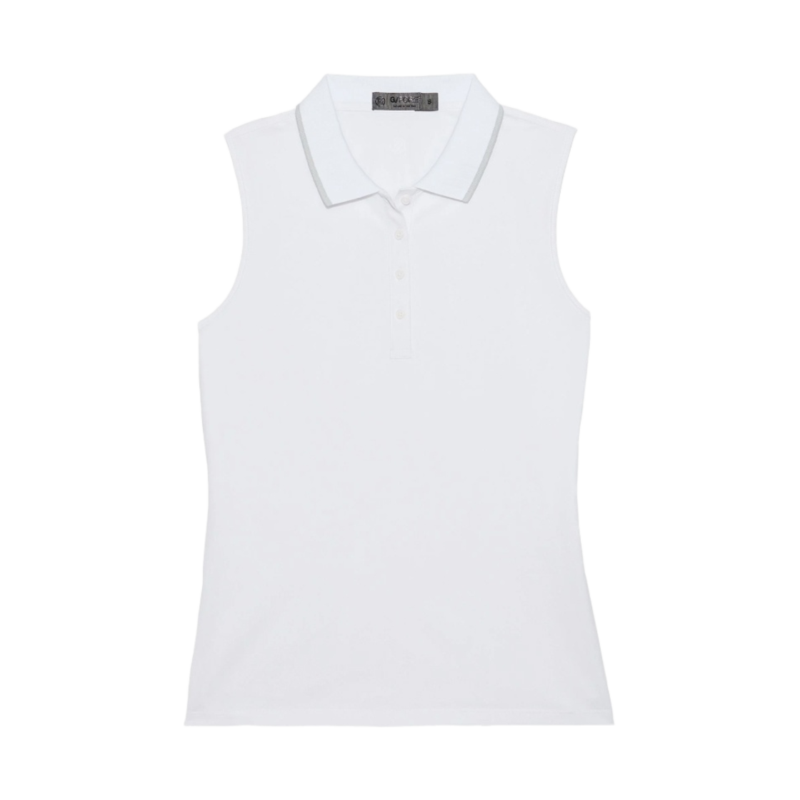 (W) 지포어 플리츠 칼라 테크 피케 슬리브리스 폴로 스노우((W) G/Fore Pleated Collar Tech Pique Sleeveless Polo Snow) - 1