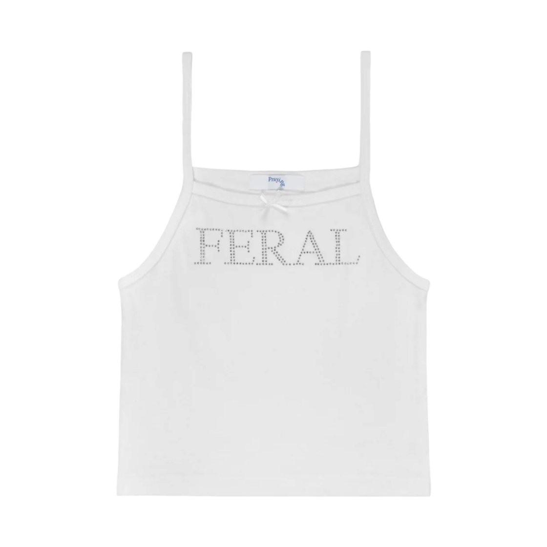 프레잉 페럴 라인스톤 탱크 화이트(Praying Feral Rhinestone Tank White)