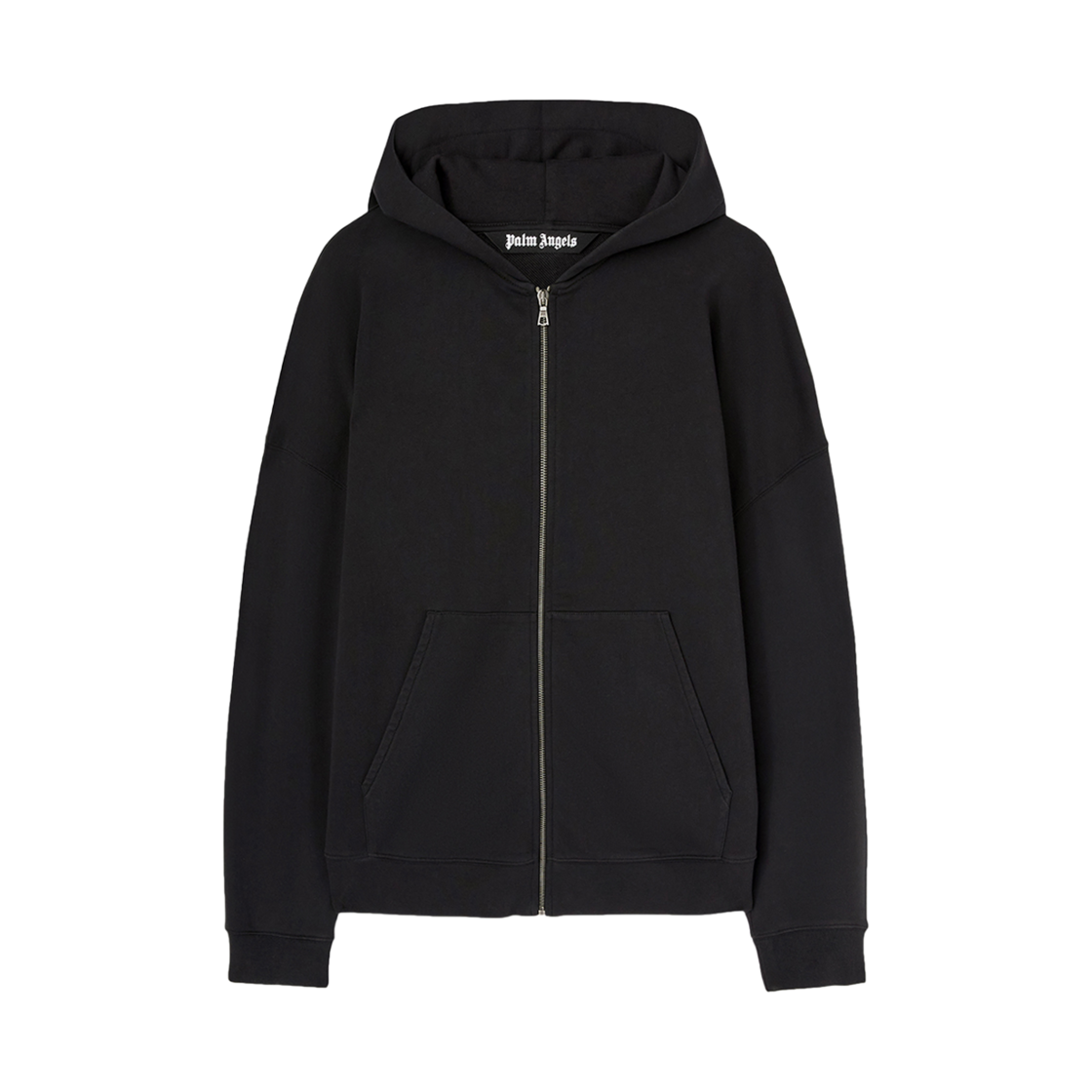 P7MMMA799 PALM ANGELS Curved Logo Zipped Hoody Black - Off White