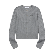 MUCENT Adian Button Crop Knit Cardigan Gray