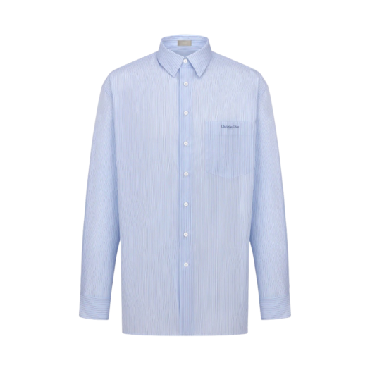 Dior Christian Dior Couture Oversized Striped Cotton Poplin Shirt White