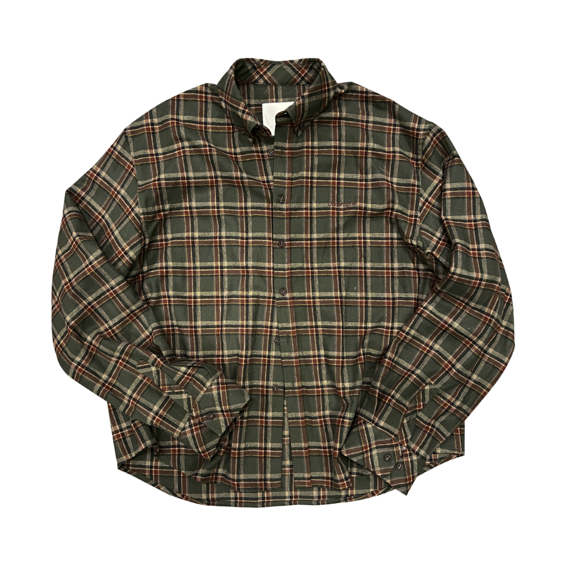 언더마이카 무.85 안티 FXXKING 로고 플레이 베이직 롱 슬리브 플란넬 셔츠 그린