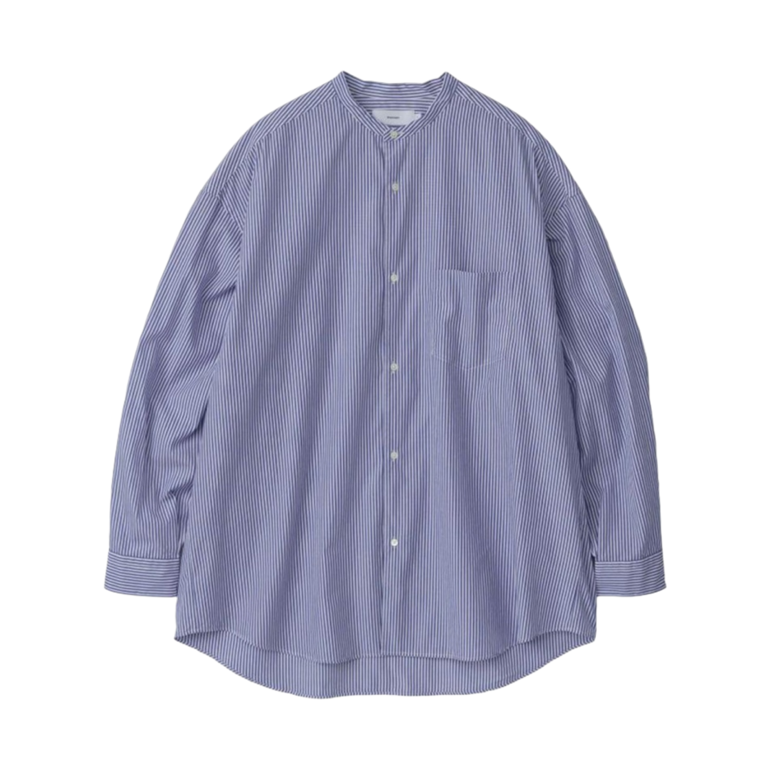 그라프페이퍼 브로드 롱슬리브 오버사이즈 밴드 칼라 셔츠 블루 스트라이프(Graphpaper Broad L/S Oversized Band Collar Shirt Blue Stripe)