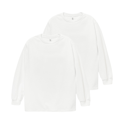 1304 White AAA Heavy Cotton 1304 Long Sleeve T-Shirt White (2Pack)
