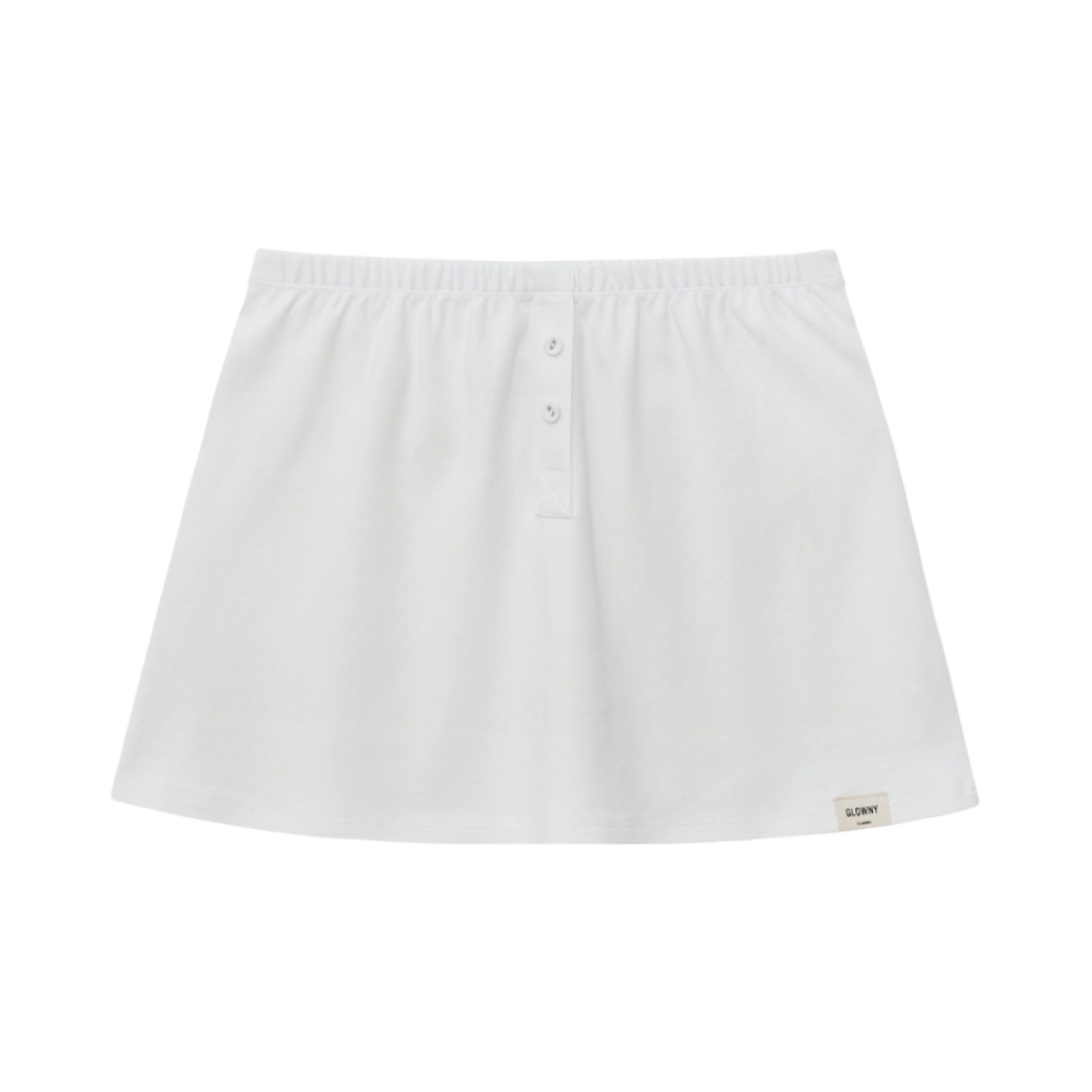 (W) 글로니 버튼 플라이 미니 스커트 화이트