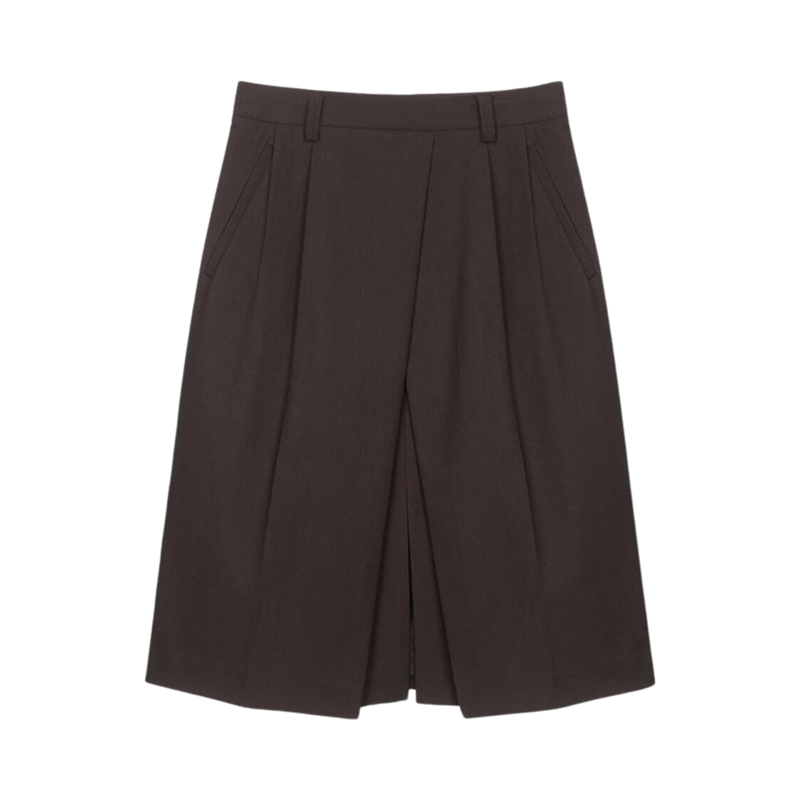(W) 던스트 H 라인 슬릿 랩 스커트 브라운((W) Dunst H-Line Slit Wrap Skirt Brown) - 1