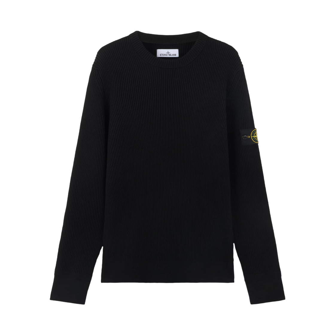 K2S1551000-53S00C2-V0029 Stone Island 5100053 Full Rib RWS Wool Crewneck Jumper with Ribbed Trims Black - 25FW