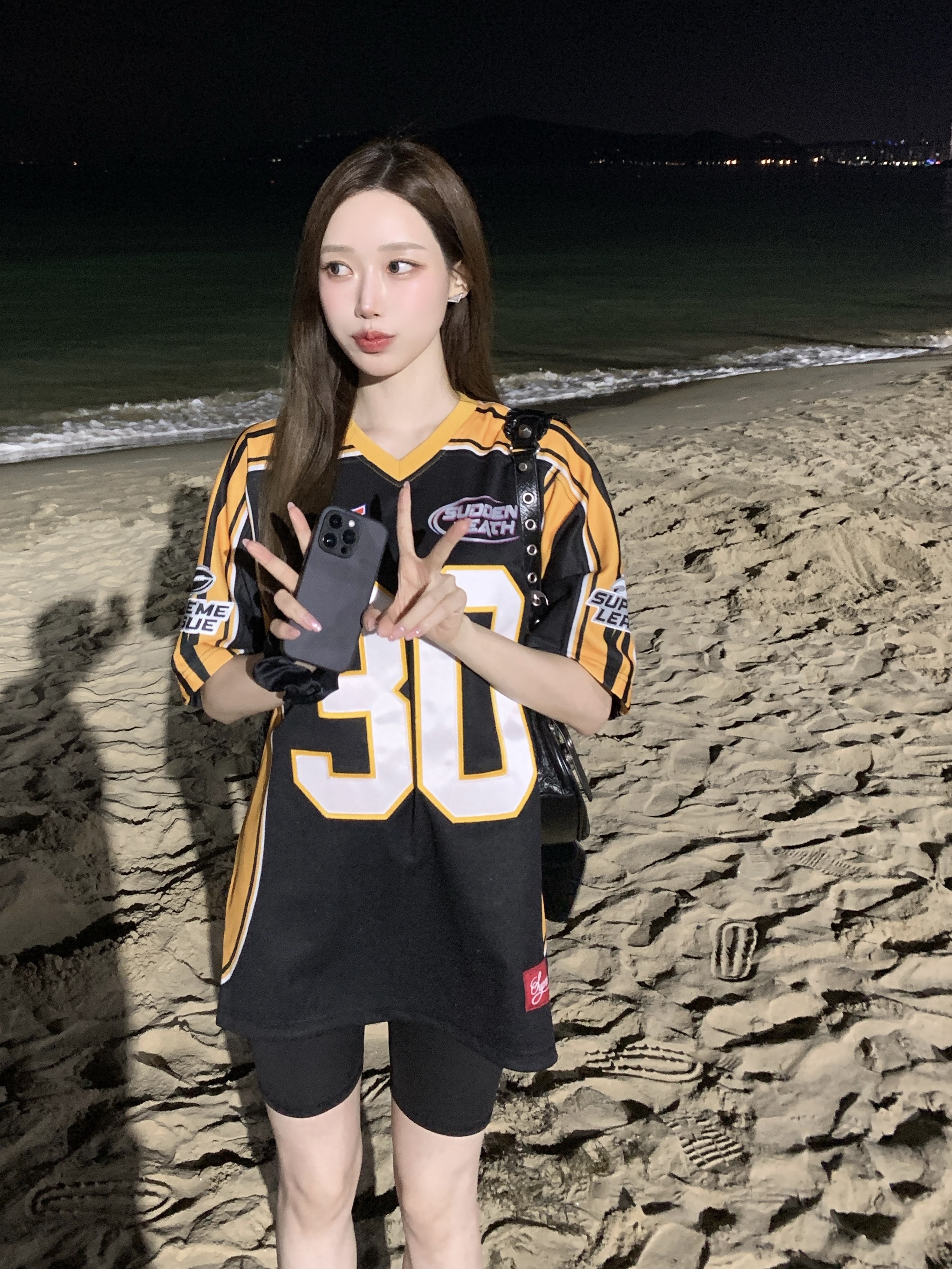 Supreme Sudden Death Football Jersey Black - 24SS, Balenciaga Arena Lambskin Le Cagole XS Shoulder Bag Black 착용 스타일 - 1