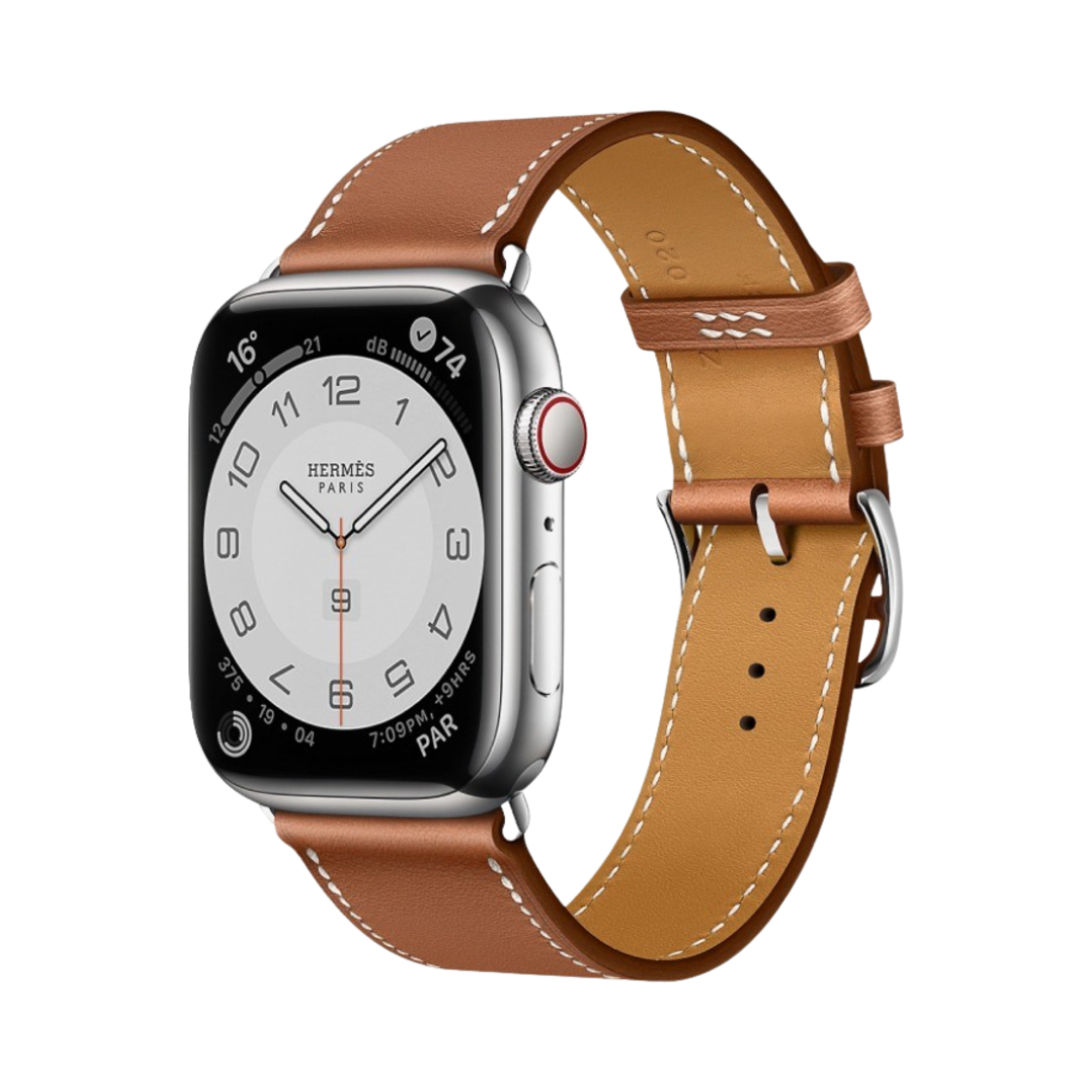 애플 워치 8 에르메스 45mm 실버 스테인리스 스틸 케이스 싱글 투어 골드 (국내 정식 발매 제품)(Apple Watch Hermes Series 8 45mm Silver Stainless Steel Case with Single Tour Gold (Korean Ver.))