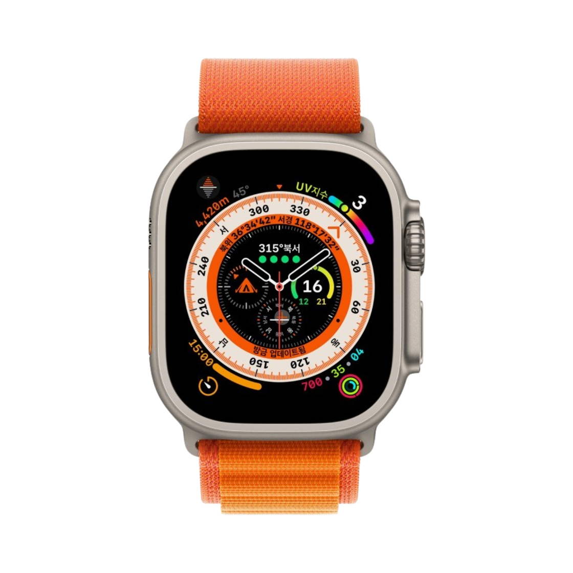 애플 워치 울트라 49mm 티타늄 케이스 M 알파인 루프 오렌지 (국내 정식 발매 제품)(Apple Watch Ultra 49mm Titanium Case with M Alpine Loop Orange (Korean Ver.)) - 2