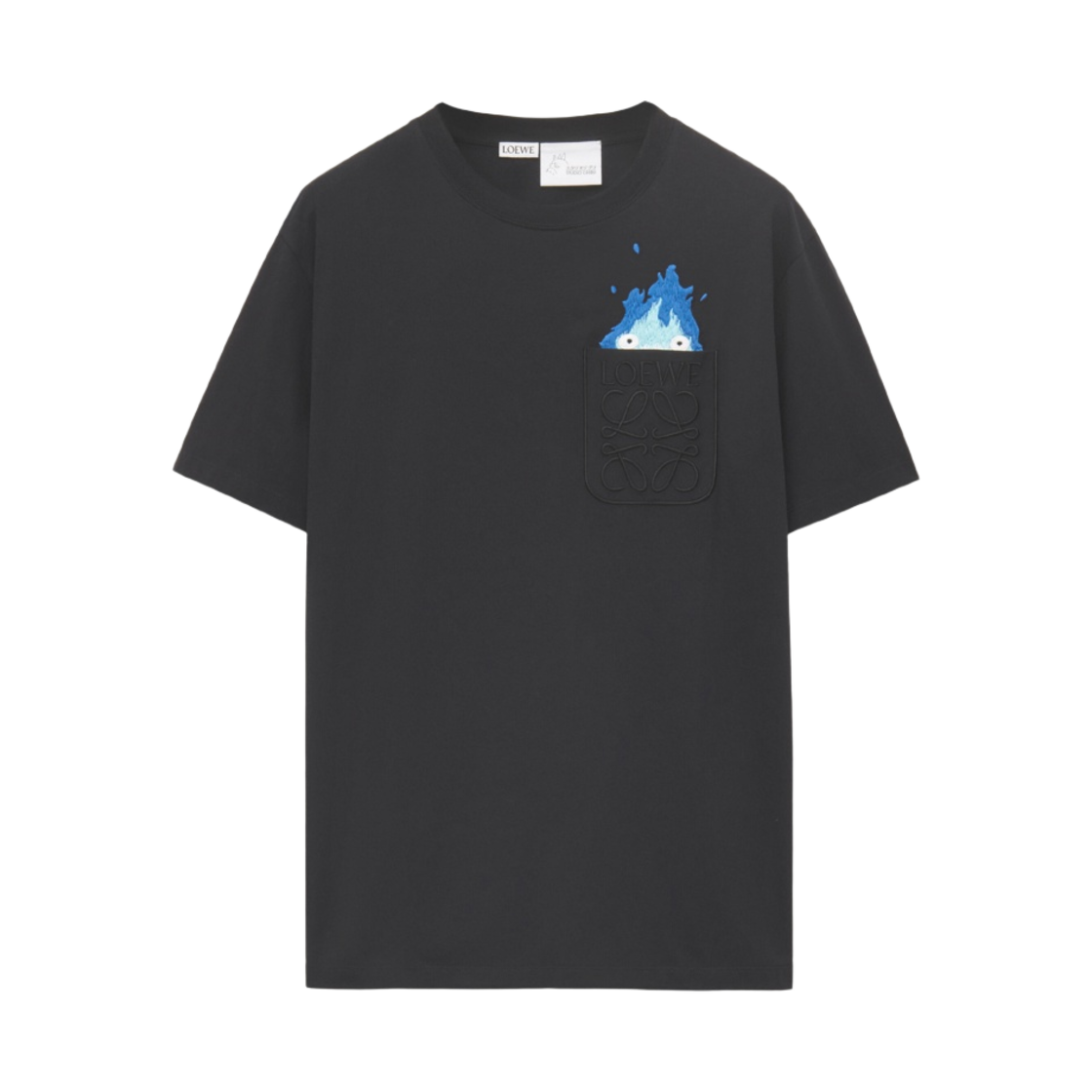 로에베 x 하울의 움직이는 성 캘시퍼 포켓 코튼 티셔츠 블랙(Loewe x Howl's Moving Castle Calcifer Pocket T-Shirt in Cotton Black) - 1