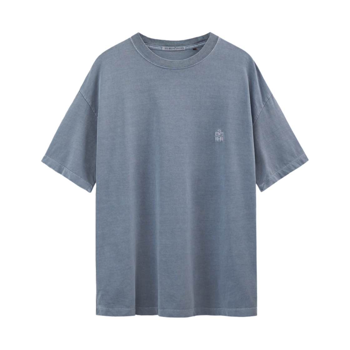 폴리테루 휴먼인덱스 휴먼 레귤러 1/2 티셔츠 다이드 블루(Polyteru Human Index Human Regular 1/2 T-Shirt Dyed Blue)