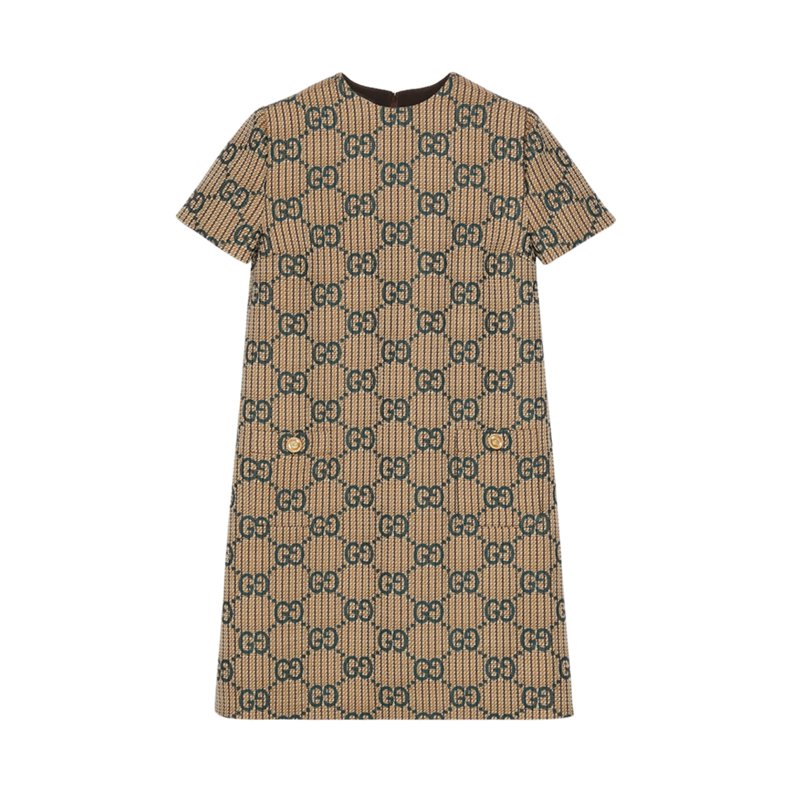 771431-ZAO94-9672 (W) Gucci GG Wool Dress Beige Dark Green