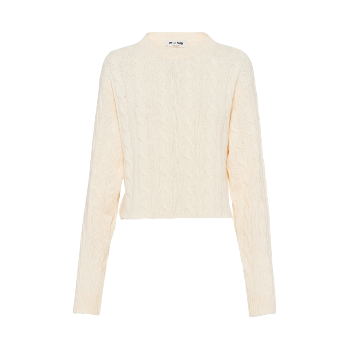 (W) 미우 미우 크루넥 캐시미어 스웨터 알비노 화이트((W) Miu Miu Crewneck Cashmere Sweater Albino White) - 1