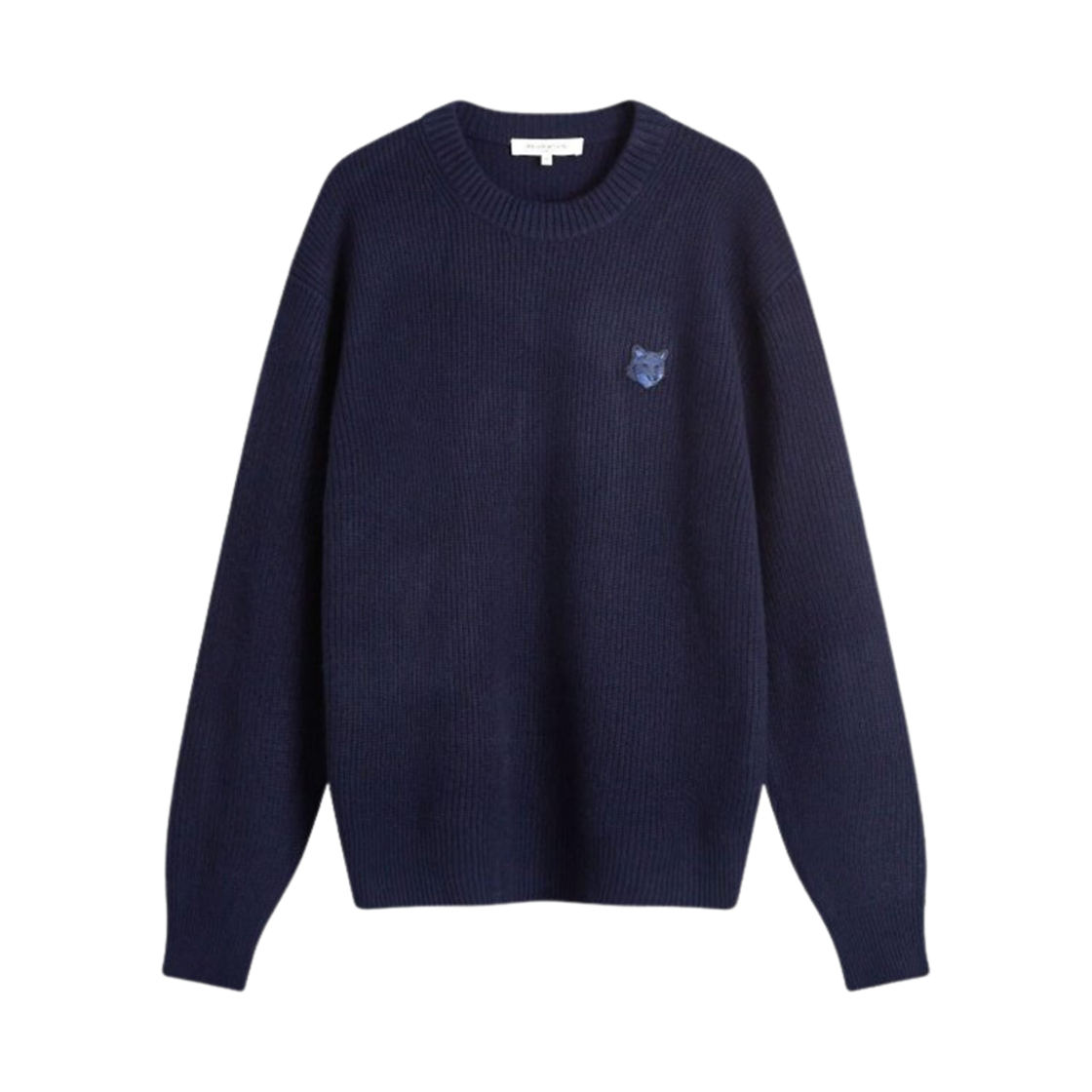 메종 키츠네 볼드 폭스 헤드 패치 컴포트 립드 점퍼 잉크 블루(Maison Kitsune Bold Fox Head Patch Comfort Ribbed Jumper Ink Blue)