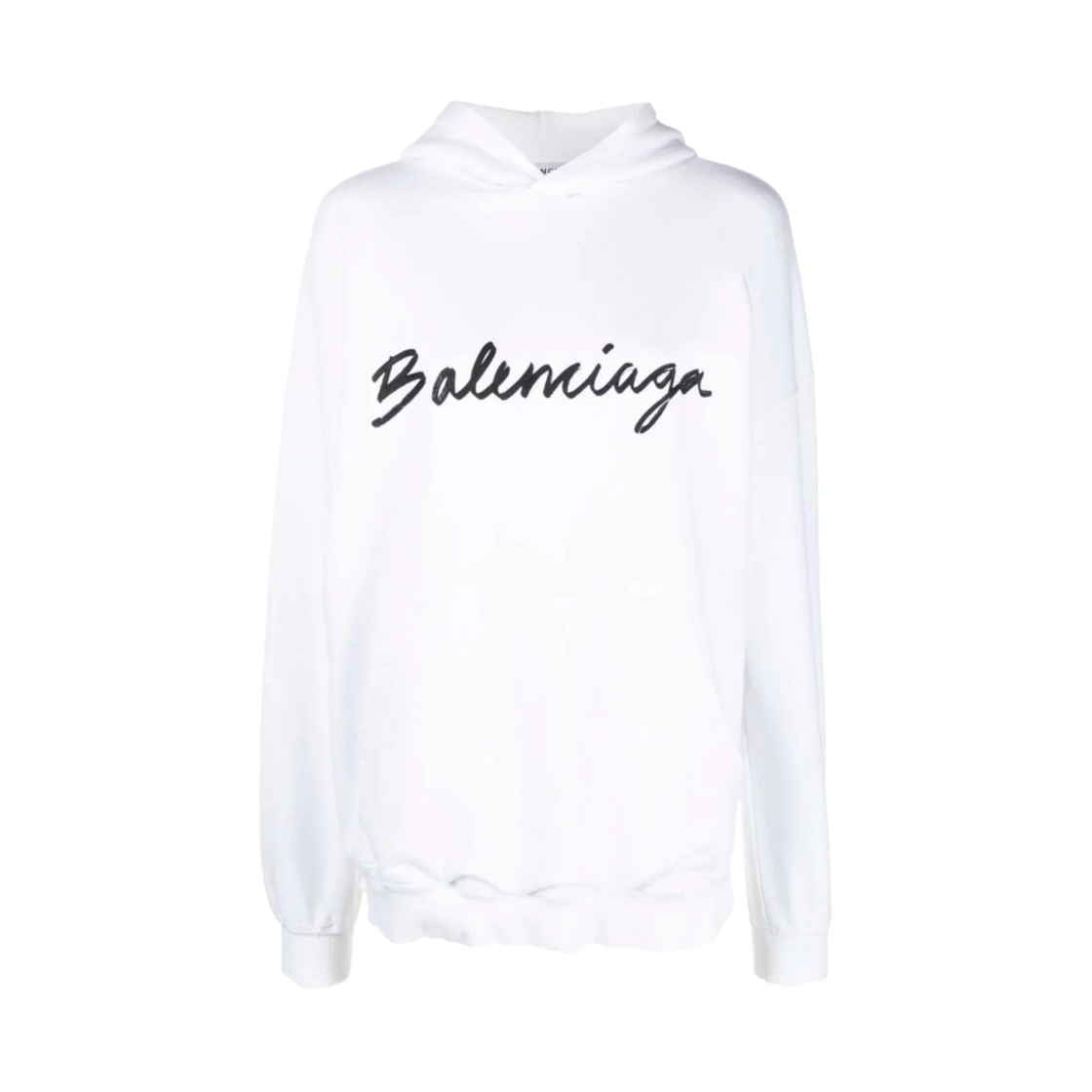 675003TMVB59040 Balenciaga Script Logo Oversized Popover Hoodie White