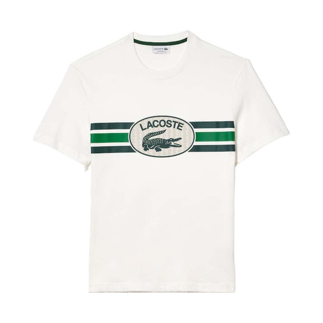 라코스테 모노그램 빅 크록 프린트 티셔츠 화이트(Lacoste Monogram Big Croc Print T-Shirt White) - 1