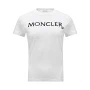(W) Moncler Embroidered Logo T-Shirt Off White - 24FW