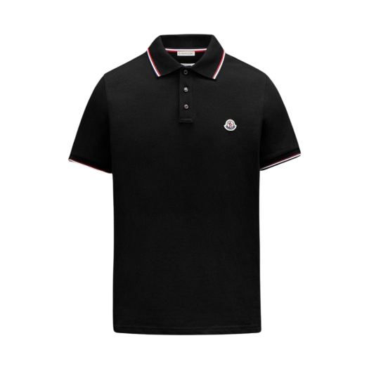 H1-091-8A70300-84556-999 Moncler Logo Tricolor Polo Shirt Black - 22SS