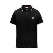 Moncler Logo Tricolor Polo Shirt Black - 22SS