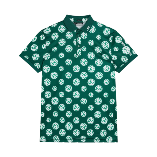 J.Lindeberg Tour Tech Print Polo Rain Forest Sphere Dot