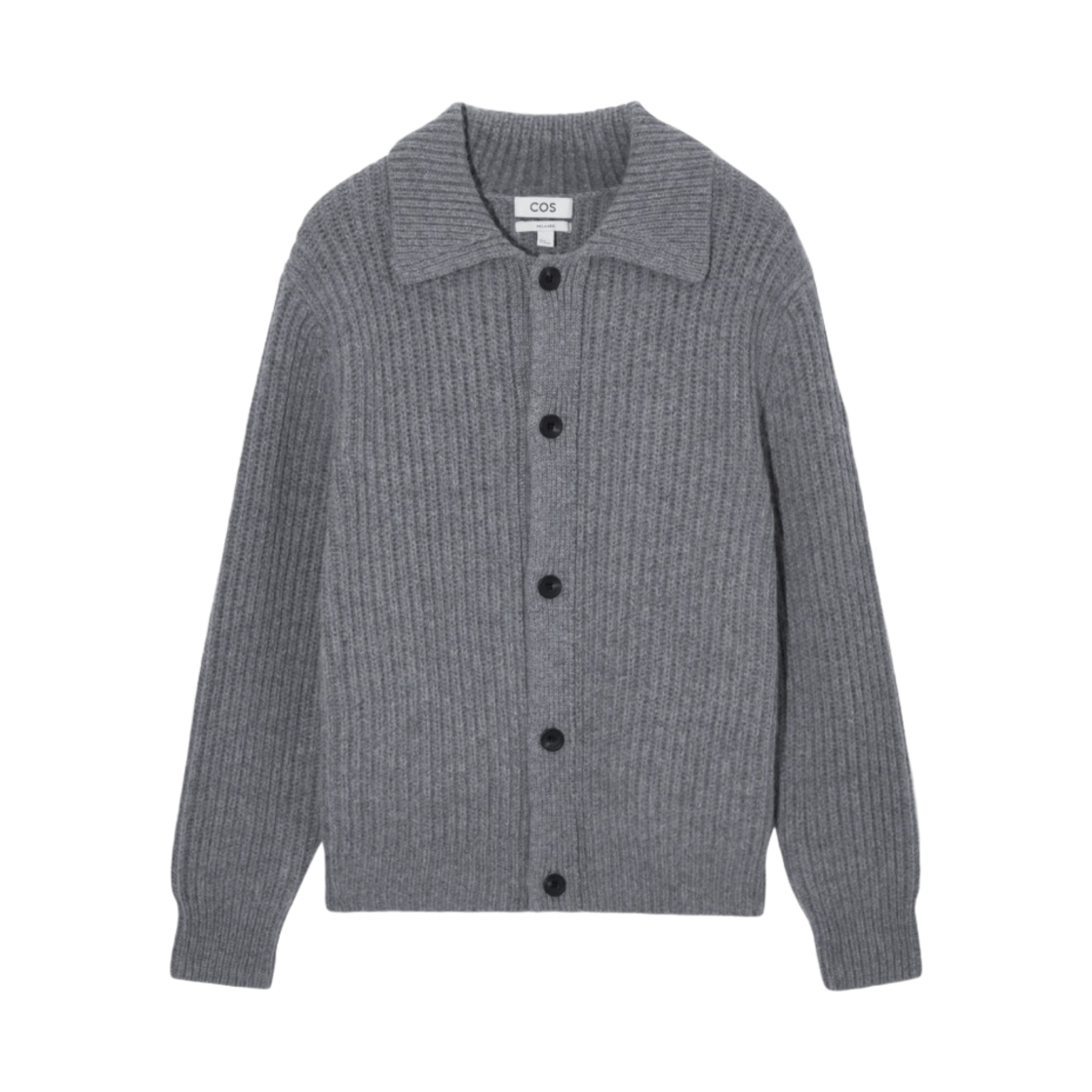 1205319001 COS Ribbed Alpaca Blend Cardigan Grey Melange
