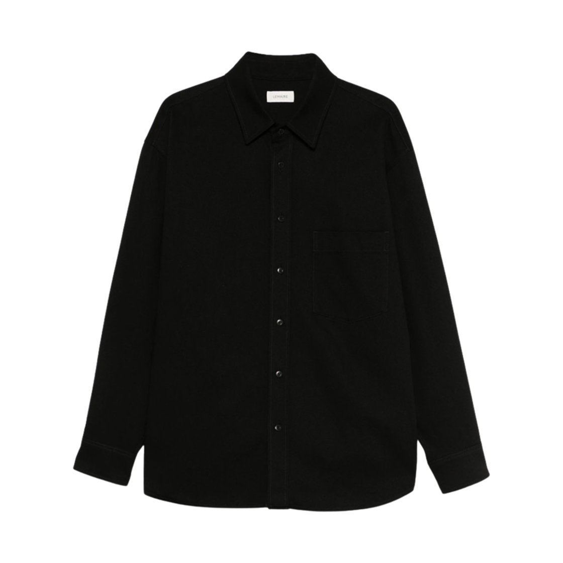 OV1019-LF1365-999 Lemaire Heavy Cotton Drill Big Shirt Black