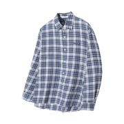 SLOW RECORD HOUSE Seersucker Oversized Check Shirts Blue