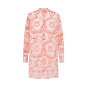 (W) Dior Cotton Muslin with Toile De Jouy Soleil Motif Dioriviera Long Blouse White Coral