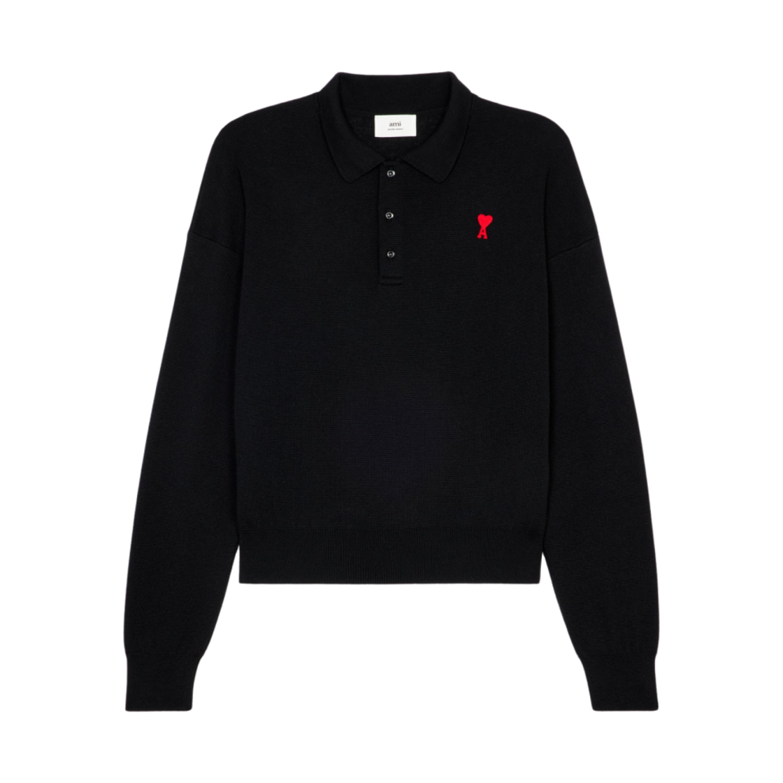 아미 스몰 하트 로고 니트 폴로 블랙(AMI de Coeur Knit Polo Black) - 1