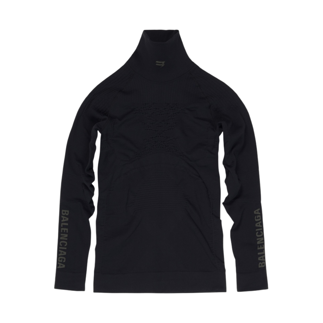 발렌시아가 스포티 B 라이넥 애슬레틱 롱슬리브 탑 블랙(Balenciaga Sporty B Highneck Athletic Long Sleeve Top Black) - 1