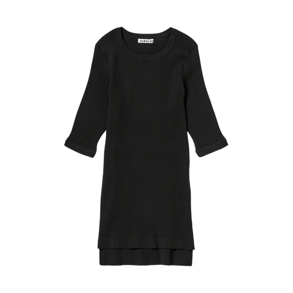 (W) 오라리 기자 하이 게이지 립 니트 티셔츠 블랙((W) Auralee Giza High Gauge Rib Knit T-Shirt Black) - 1