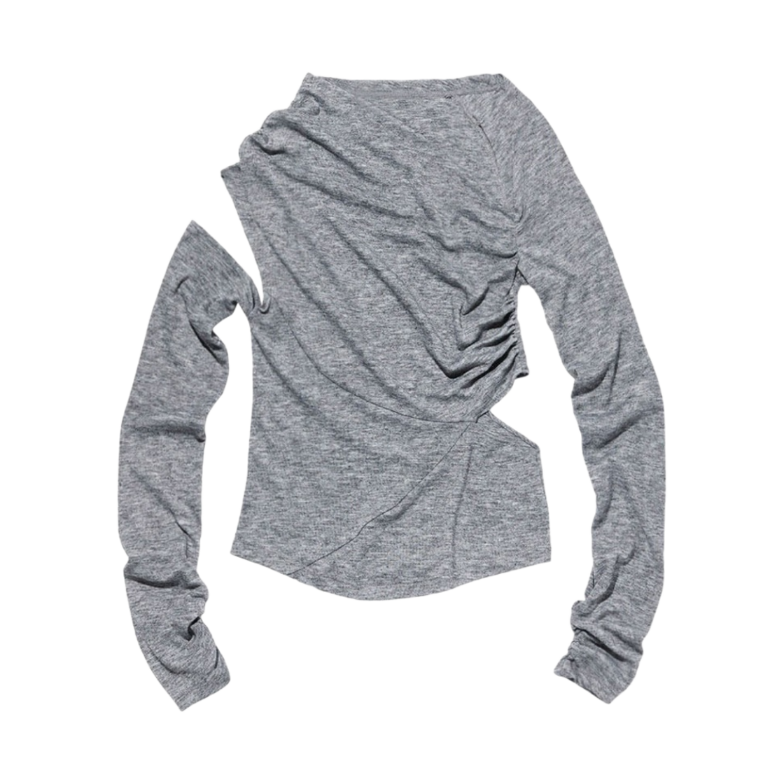 (W) 미스치프 카울 넥 셔링 탑 그레이