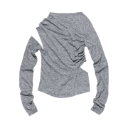 (W) Mischief Cowl Neck Shirring Top Grey