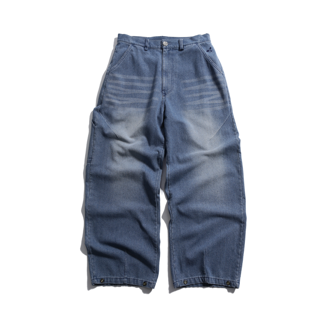 비피투디스오더 워싱 스트라이프 데님 팬츠 블루