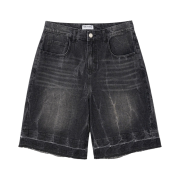 Millo Archive Layer Washed Denim Bermuda Pants Wahsed Black