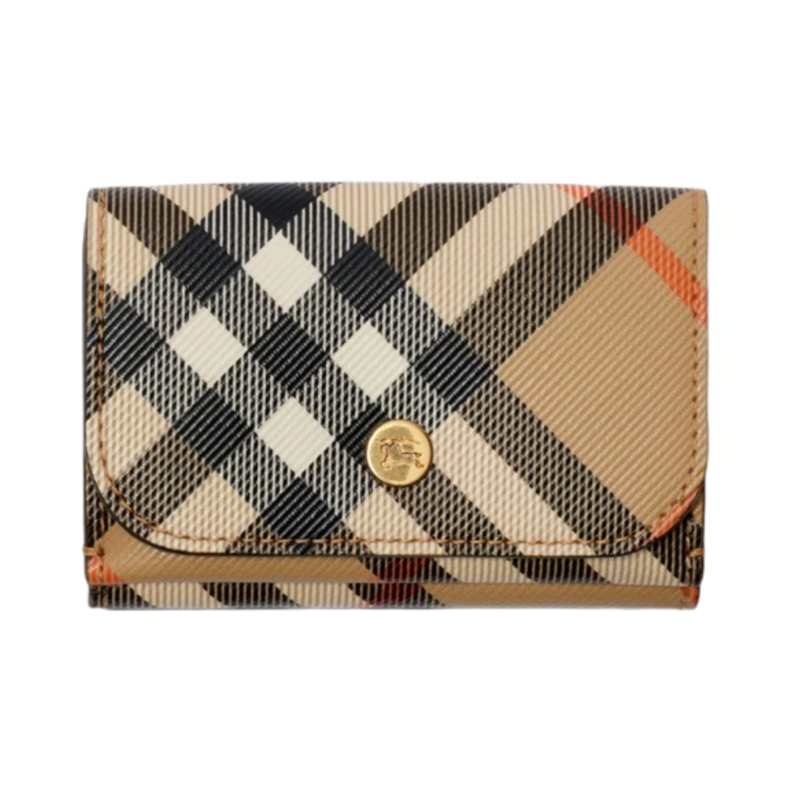 8095291 Burberry Check Compact Wallet Sand